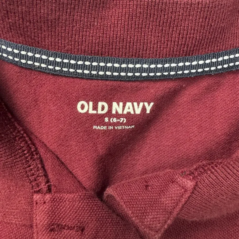 Old Navy Girls Polo Shirt Size S 6-7 Burgundy Short Sleeve Pique School Uniform